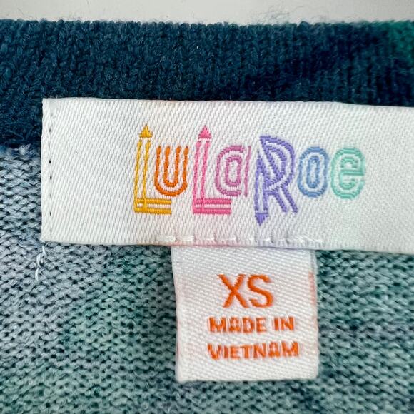 LulaRoe (XS) Sarah Blue Green Floral Terry Duster Cardigan Sweater w Pockets NWT - Picture 5 of 7